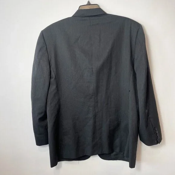 Burberry Mens Long Sleeve 100% Wool Blazer Jacket Black 42 Pockets Button USA